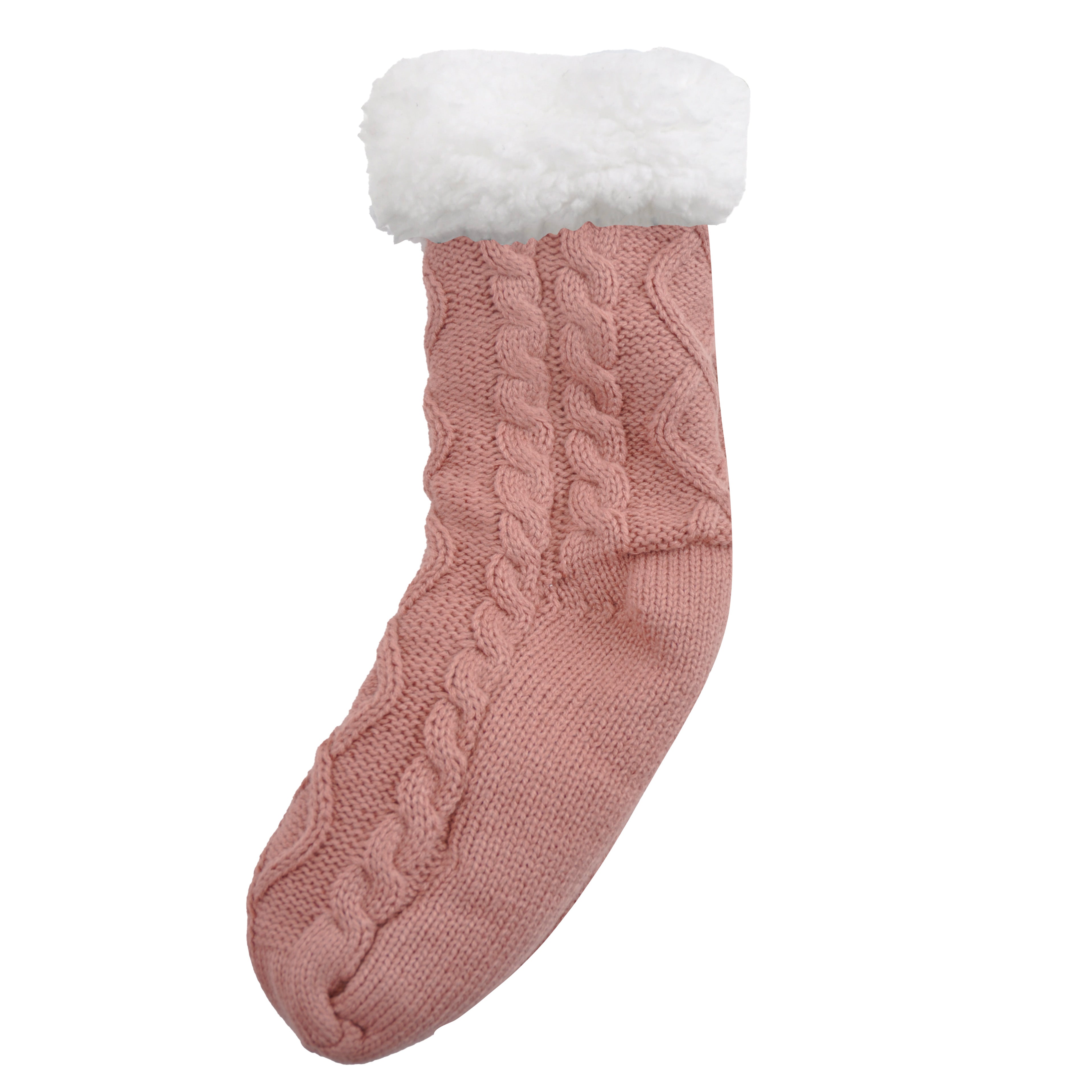 Slipper Sock - Pink Cable